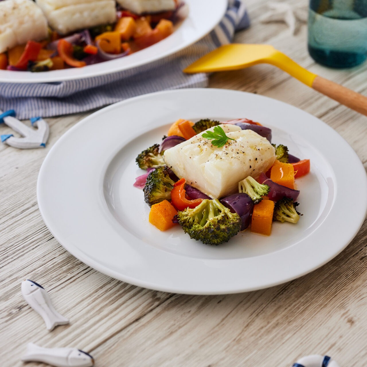 Bacalao al horno con verduras